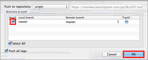 确认master复选框是否已被选择后,点击OK按钮